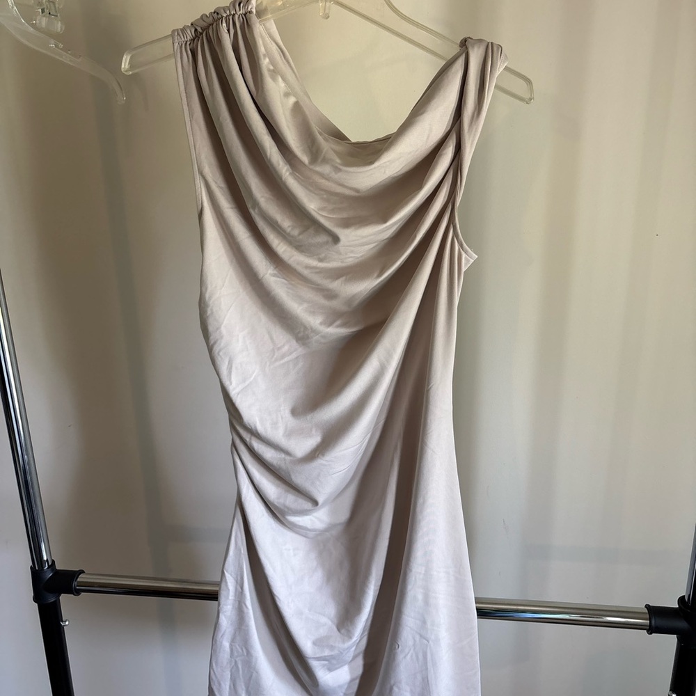 H&M One Shoulder Cream Dress
